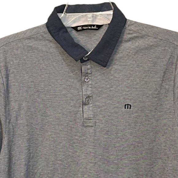 Travis Mathew Grey Blue Golf Polo Shirt Size Large - Picture 2 of 6
